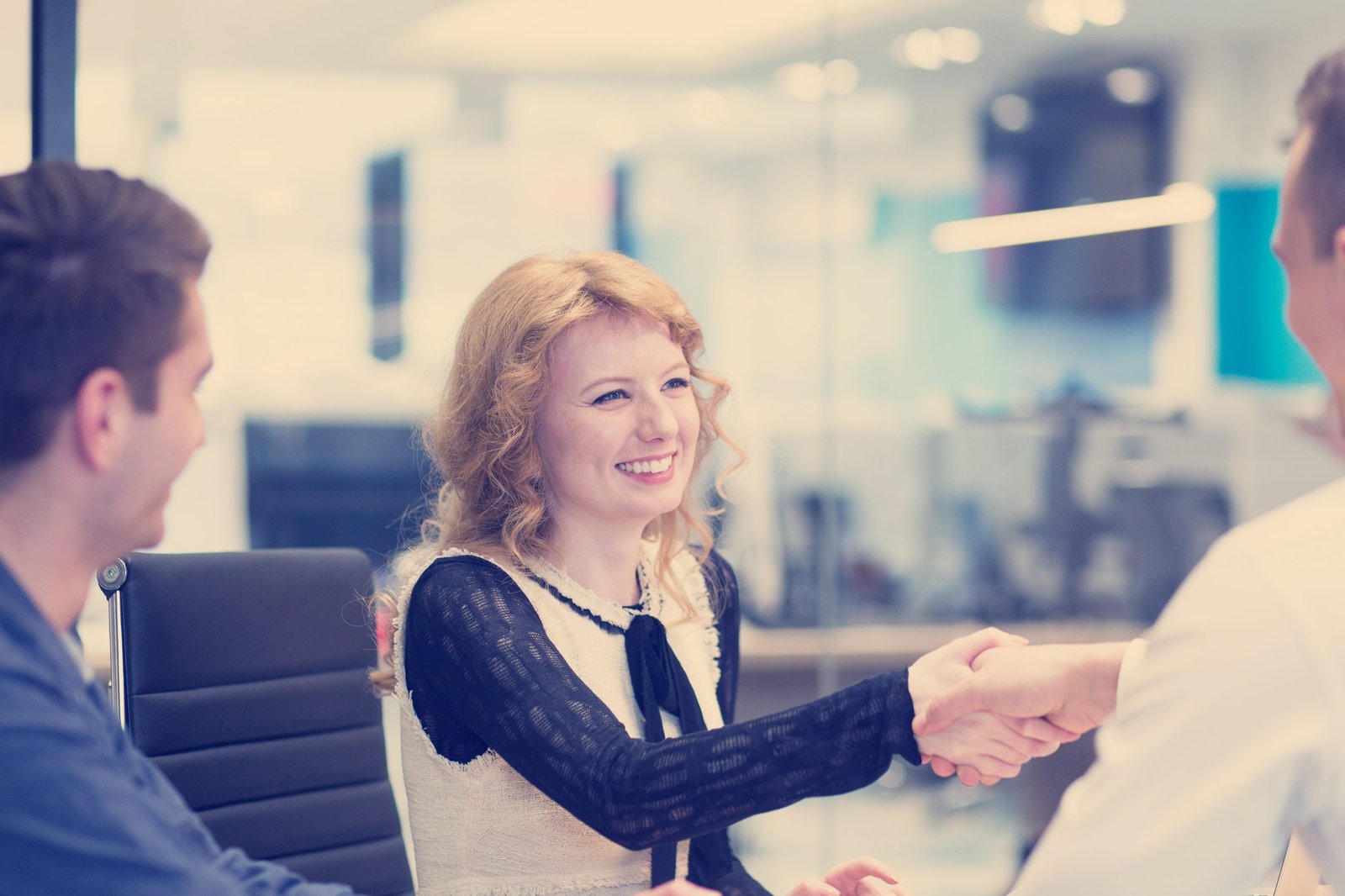 Business Partner Shake Hands on meetinig in modern office building